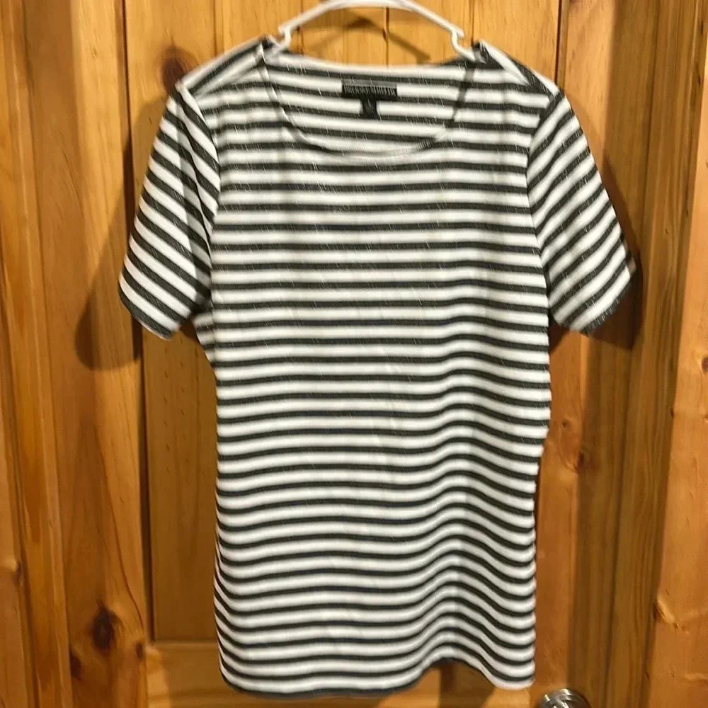 Brooke Shields tunic/top, white/black striped